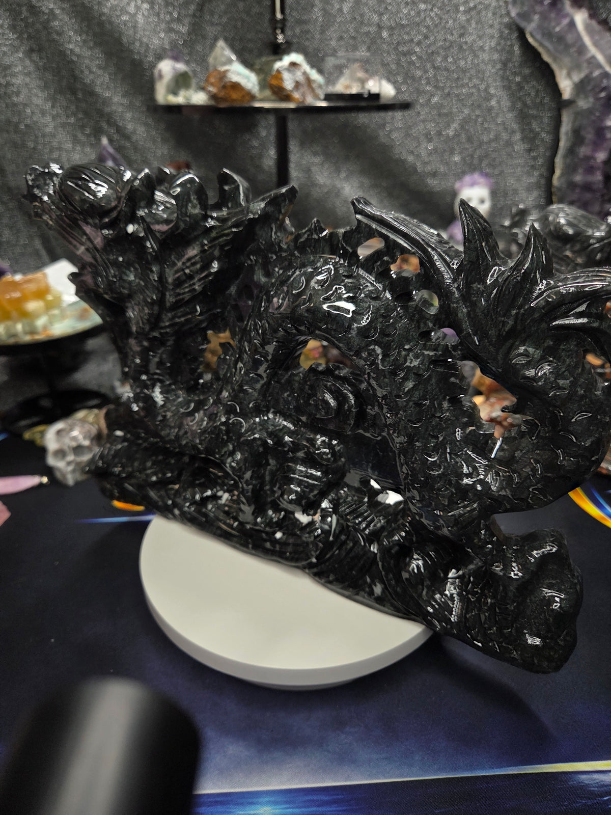 Black Jade Dragon Carving – 7.5 lb Collector Display Piece