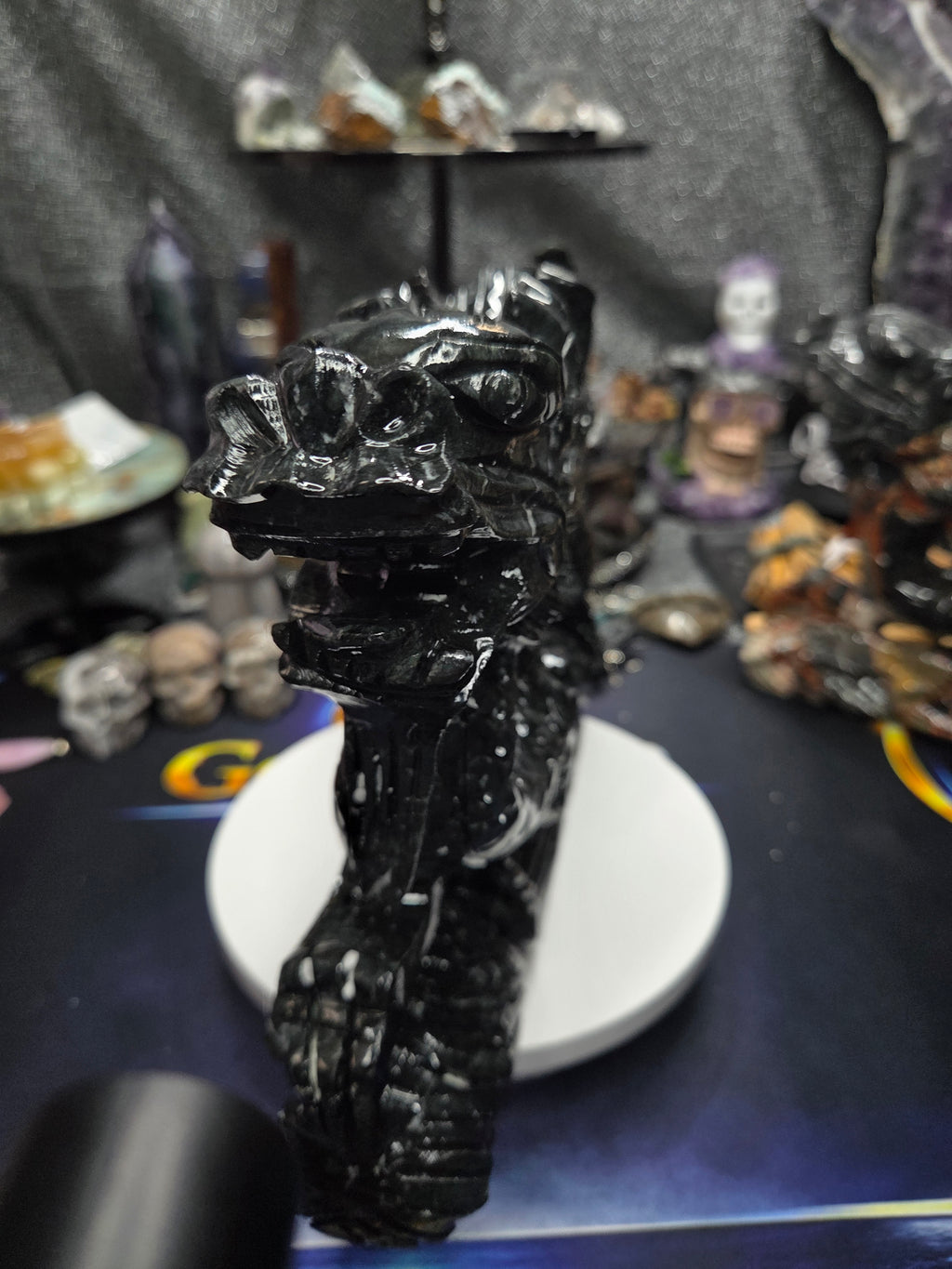 Black Jade Dragon Carving – 7.5 lb Collector Display Piece