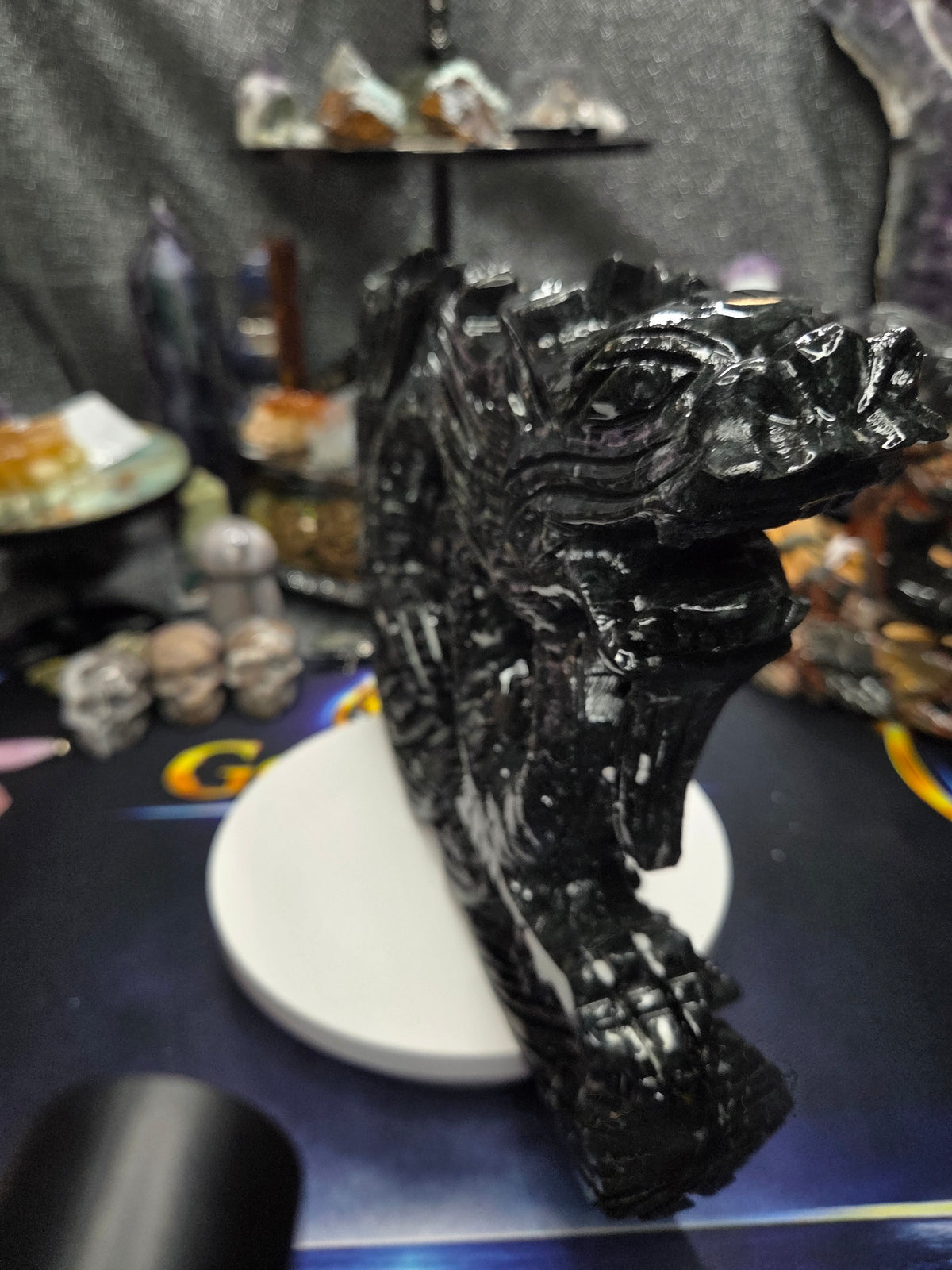 Black Jade Dragon Carving – 7.5 lb Collector Display Piece
