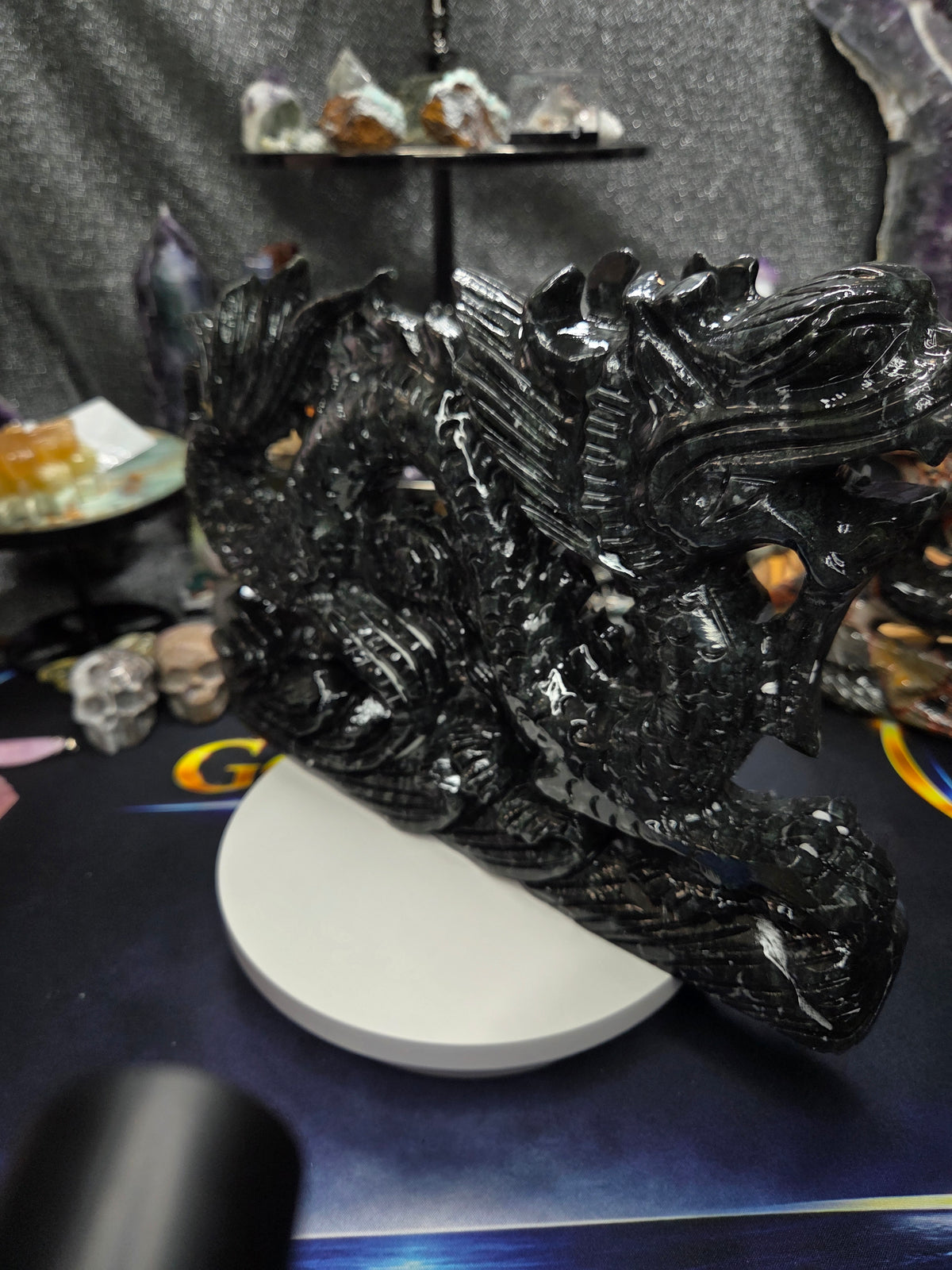 Black Jade Dragon Carving – 7.5 lb Collector Display Piece