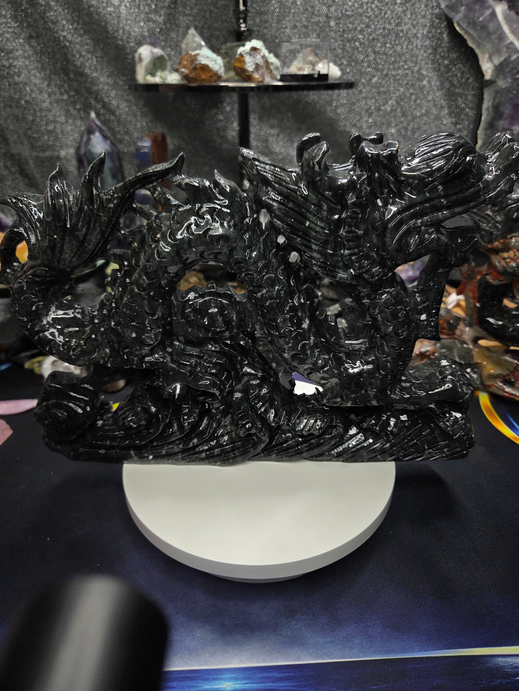 Black Jade Dragon Carving – 7.5 lb Collector Display Piece
