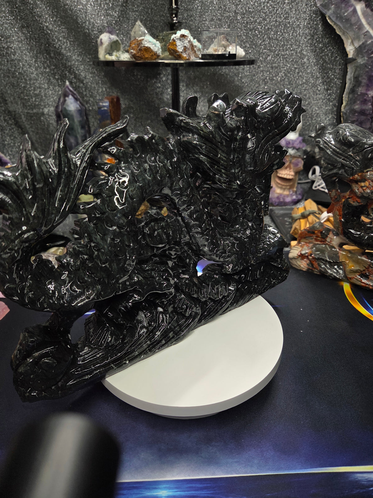Black Jade Dragon Carving – 7.5 lb Collector Display Piece