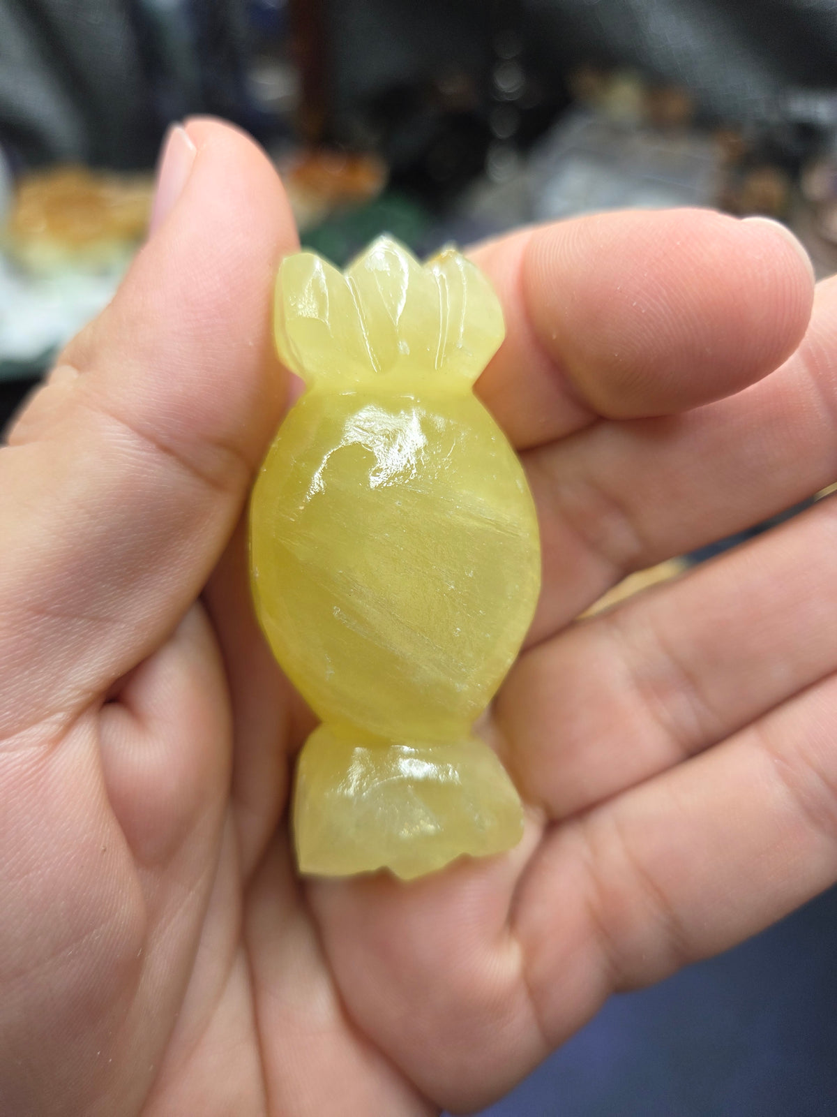 Candy Carvings – Strawberry Calcite, Lemon Calcite, Mangano Calcite & Blue Aragonite
