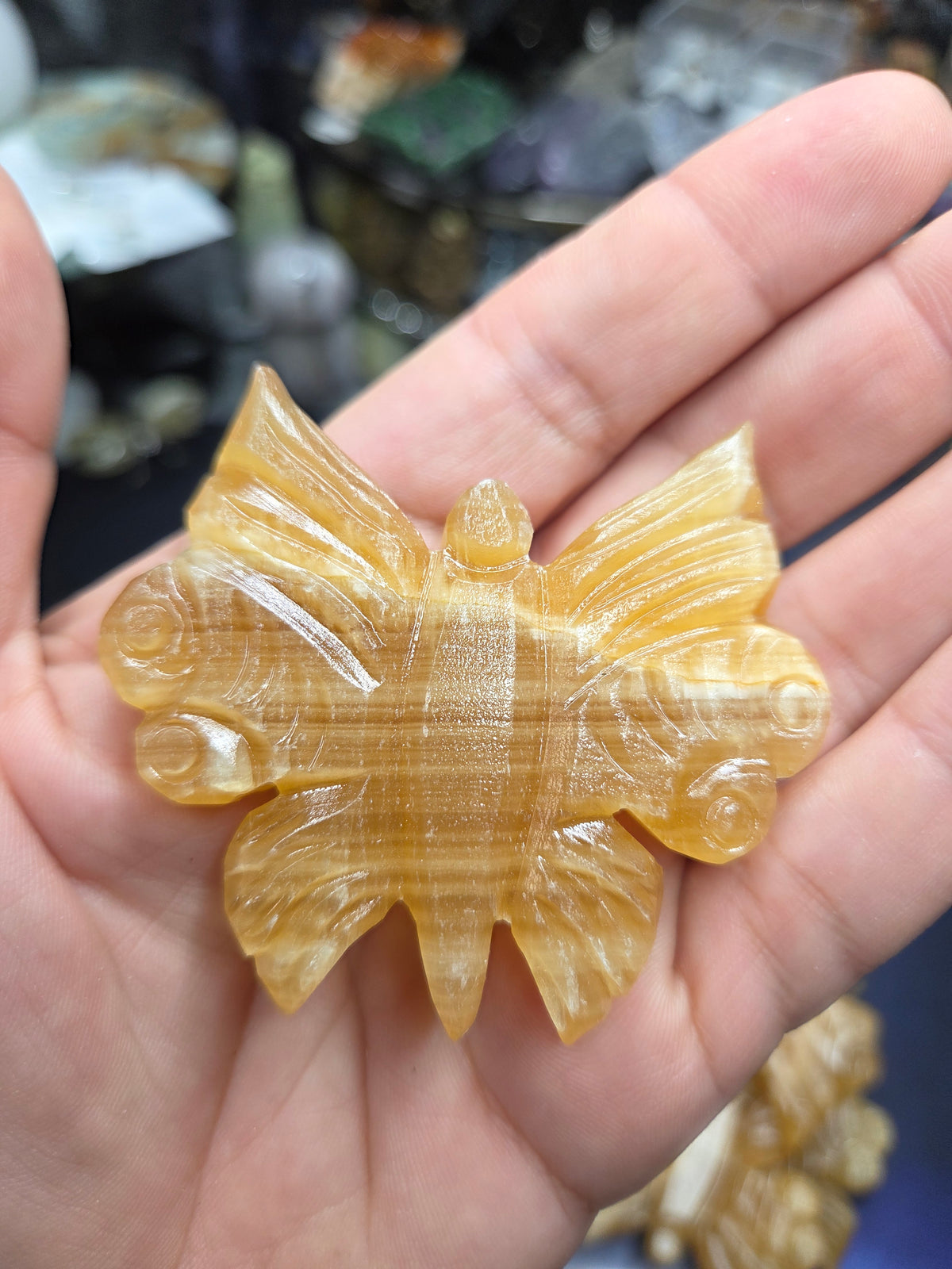 Butterfly Carvings – Blue Aragonite, Lemon Calcite & Honey Calcite