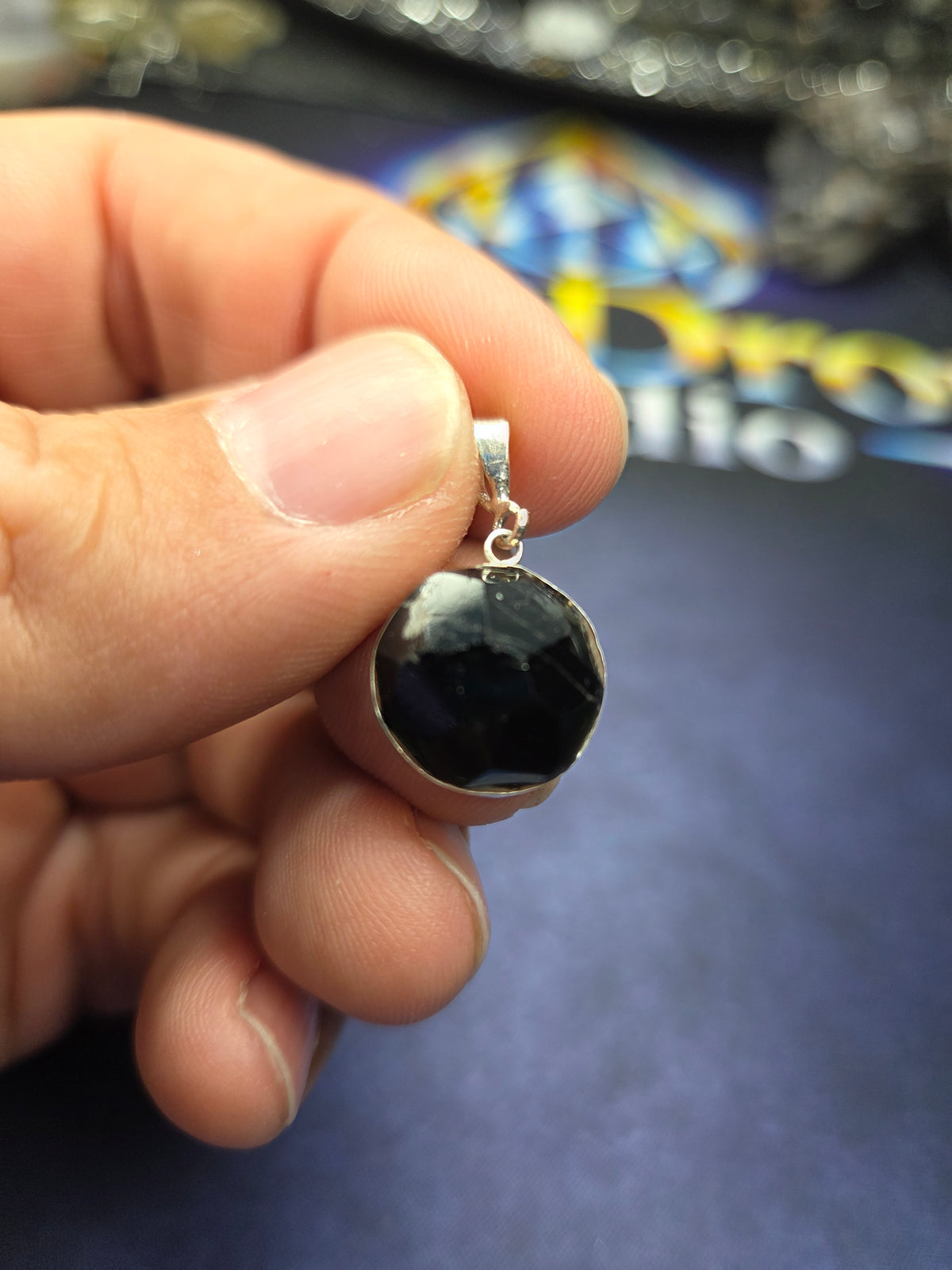 Faceted Black Tourmaline Pendant – 925 Sterling Silver