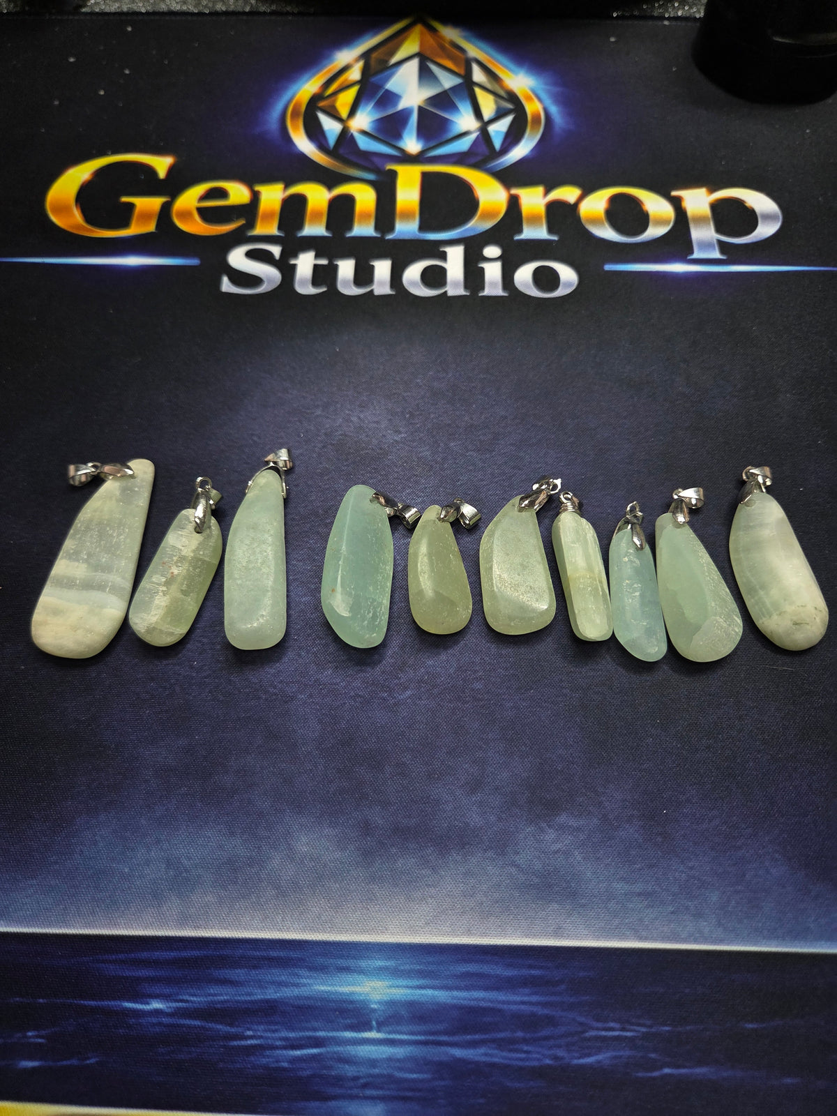 Pistachio Calcite Pendant - Sterling silver - Random Pull