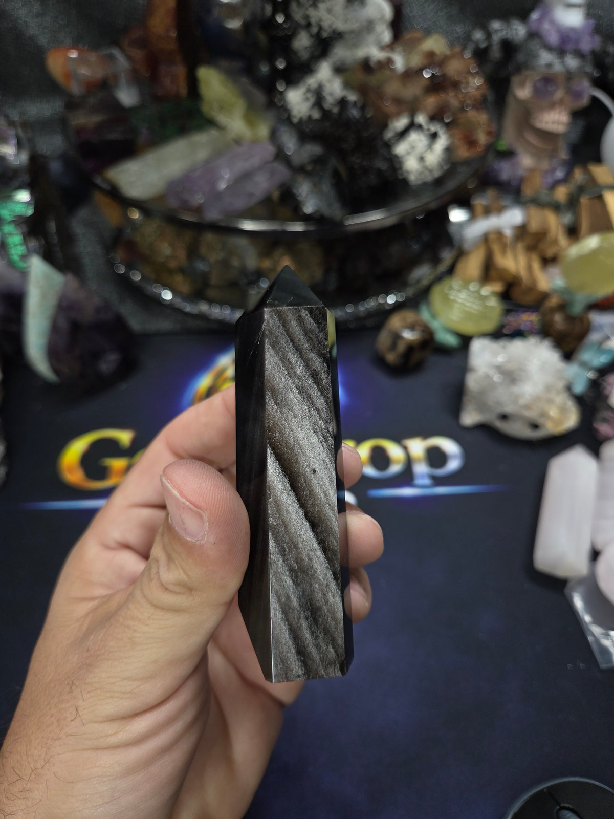 Silver Sheen Obsidian Point