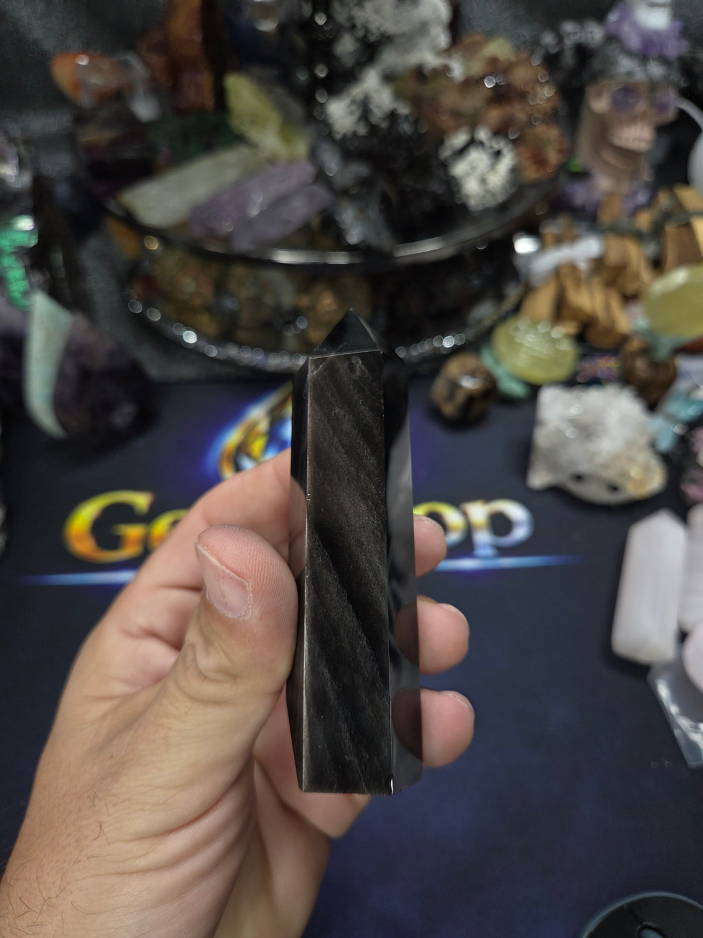 Silver Sheen Obsidian Point