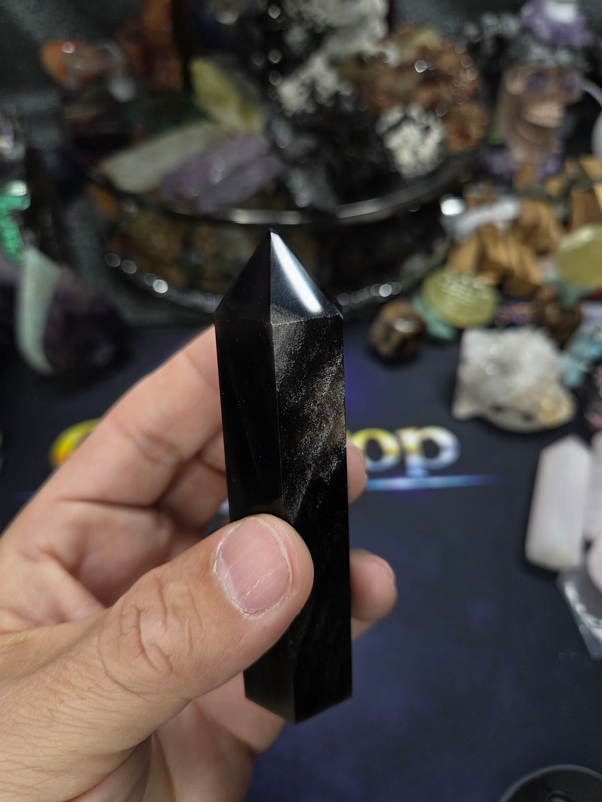 Silver Sheen Obsidian Point