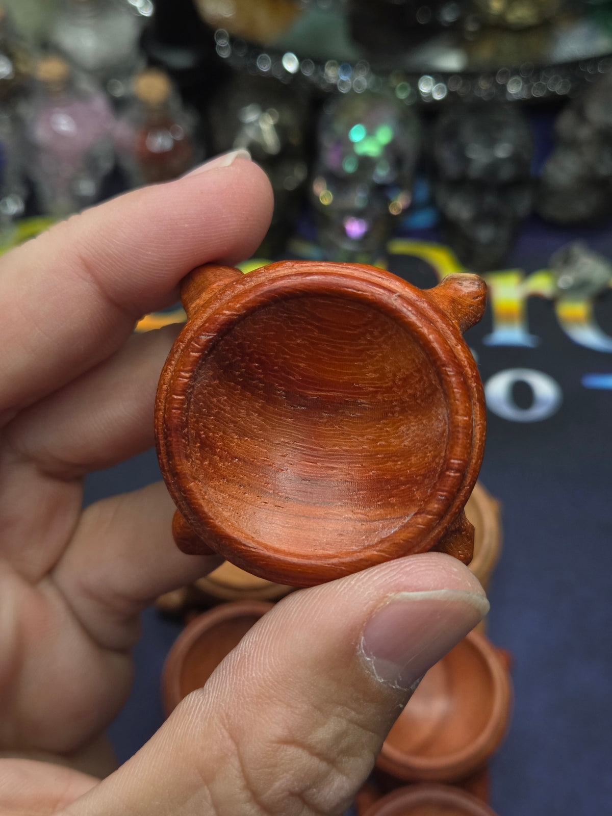 Medium carved wood sphere holder