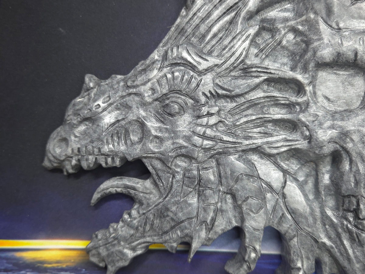 Demon skull and dragons carving #1