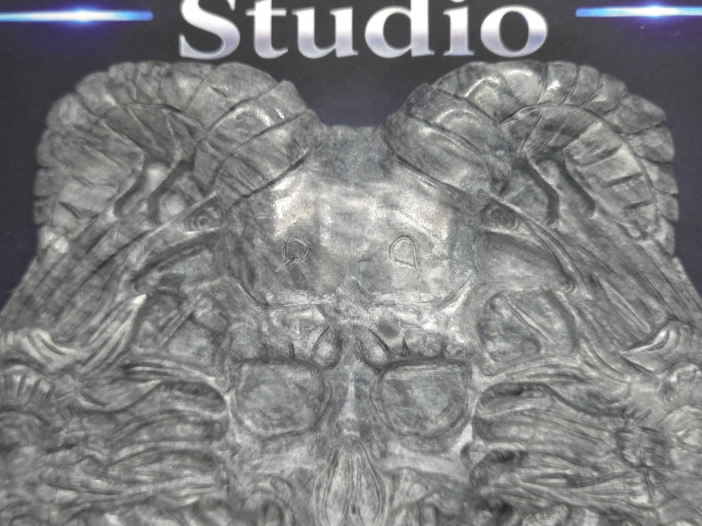 Demon skull and dragons carving #1