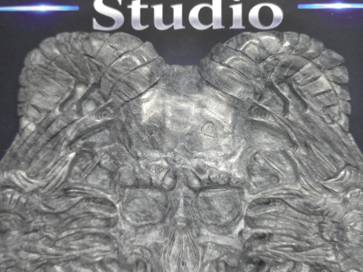 Demon skull and dragons carving #1