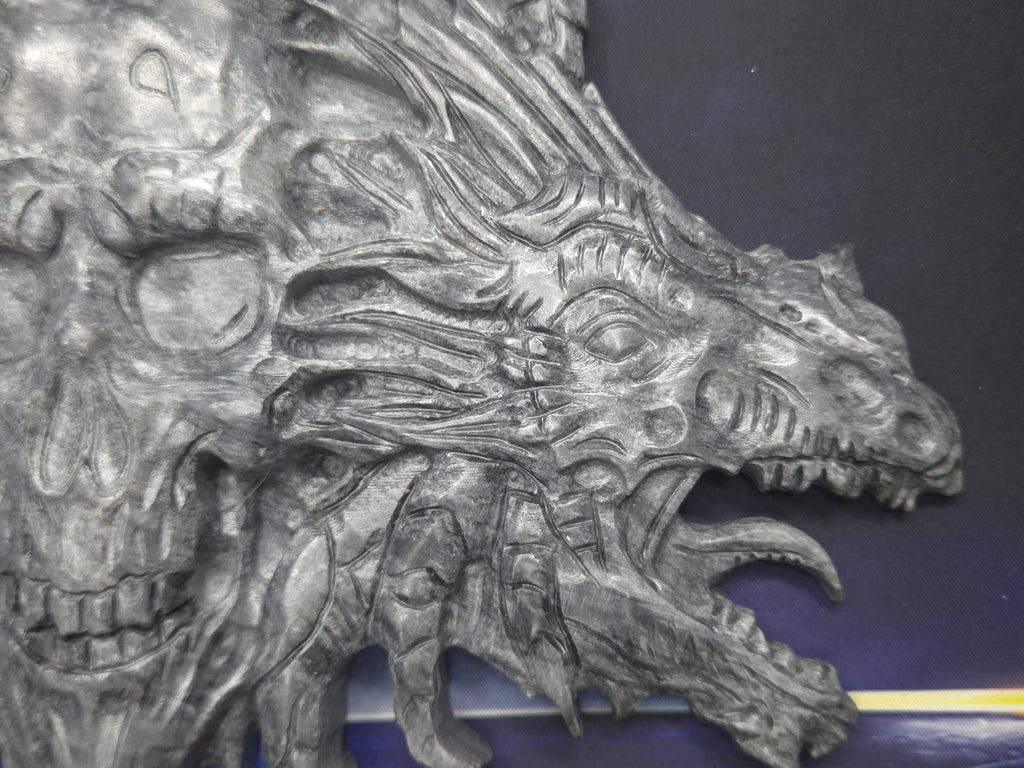 Demon skull and dragons carving #1