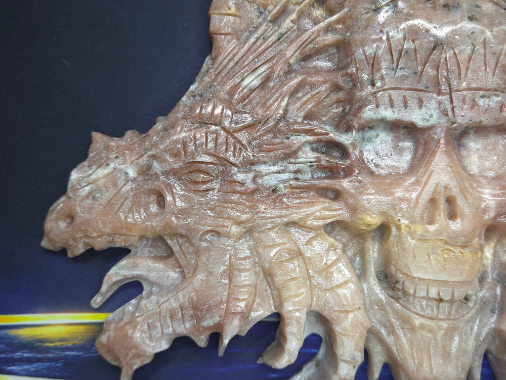 Demon skull and dragons carving #2