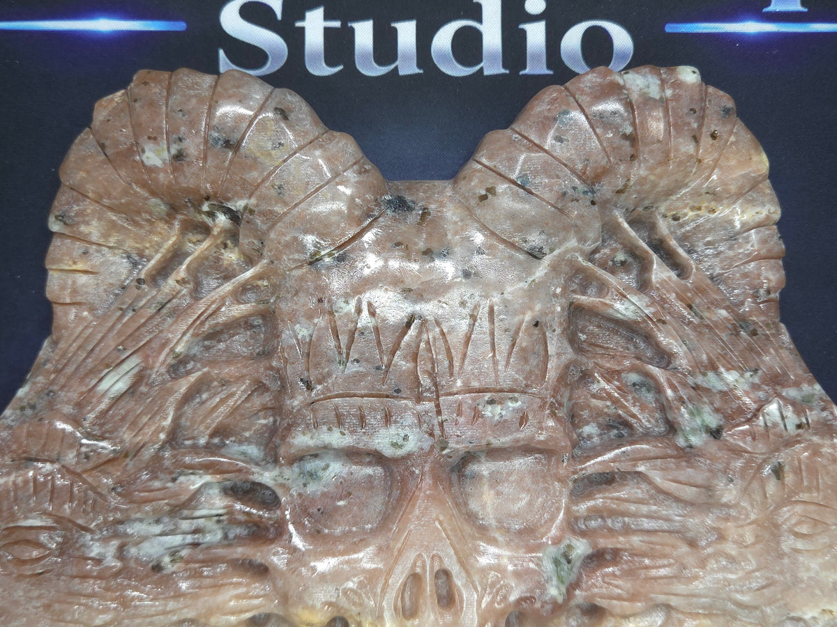 Demon skull and dragons carving #2