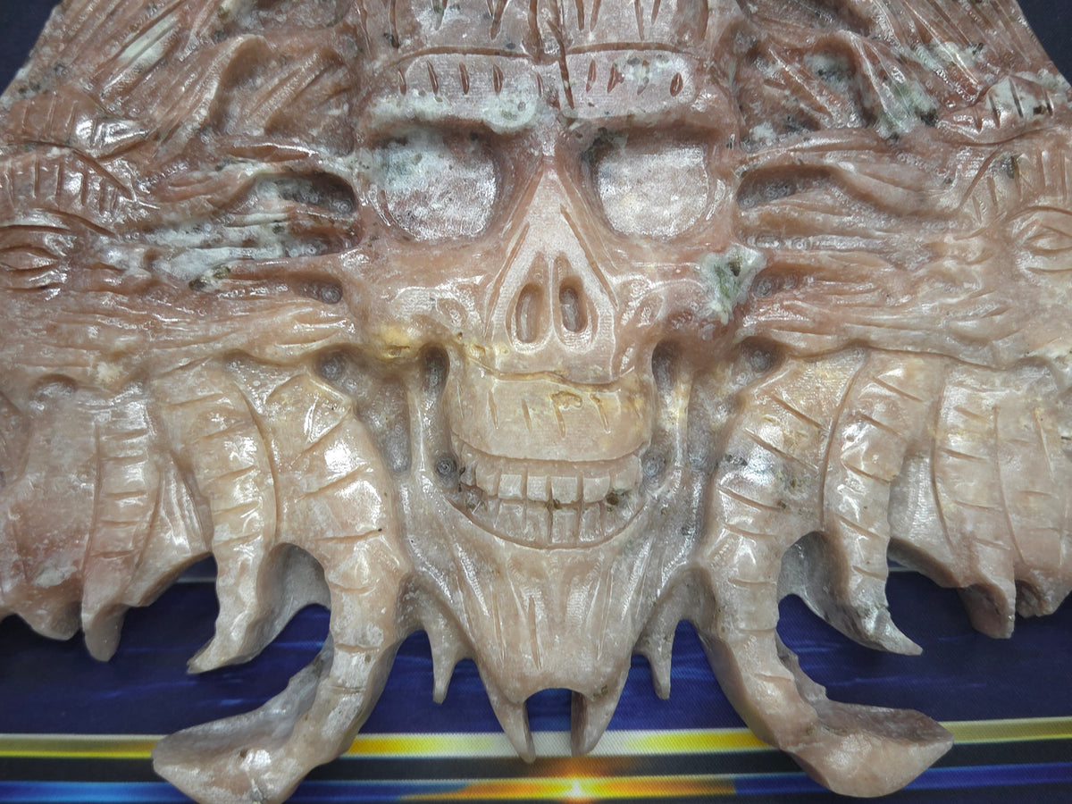 Demon skull and dragons carving #2