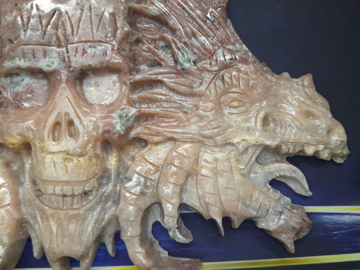 Demon skull and dragons carving #2