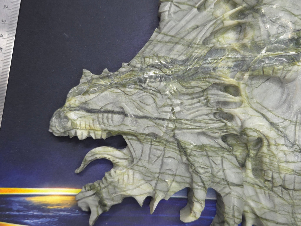 Demon skull and dragons carving #3