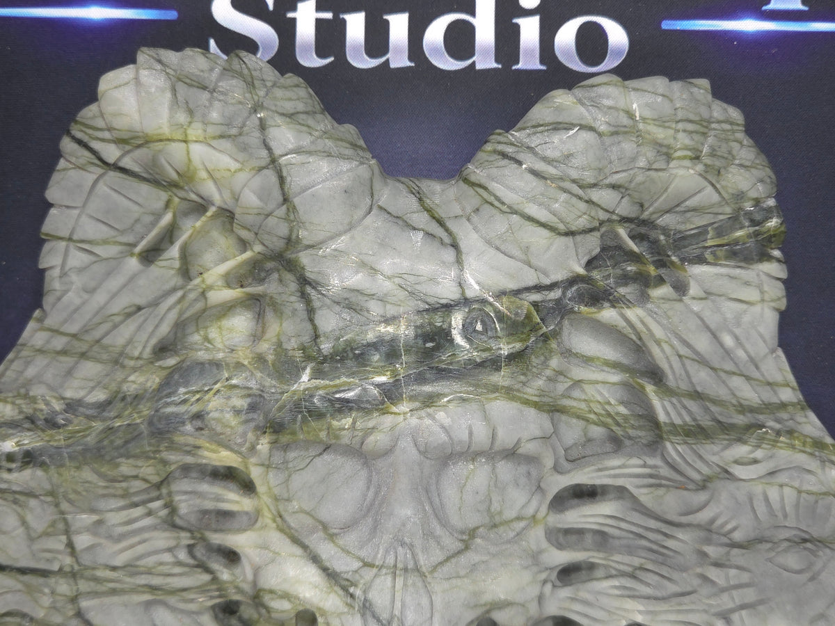 Demon skull and dragons carving #3