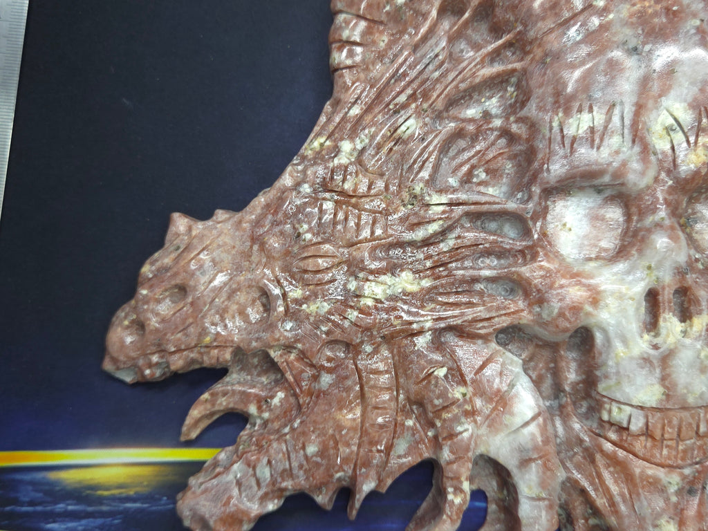 Demon skull and dragons carving #5