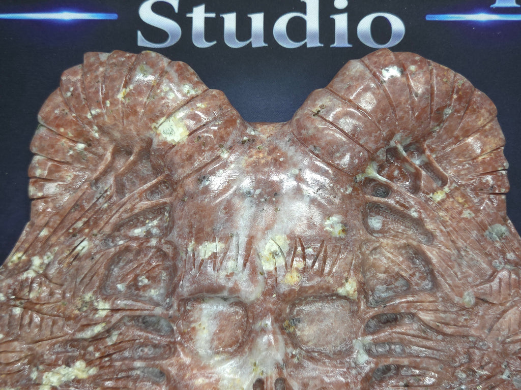 Demon skull and dragons carving #5