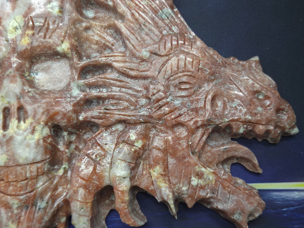 Demon skull and dragons carving #5