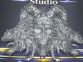 Demon skull and dragons carving #6