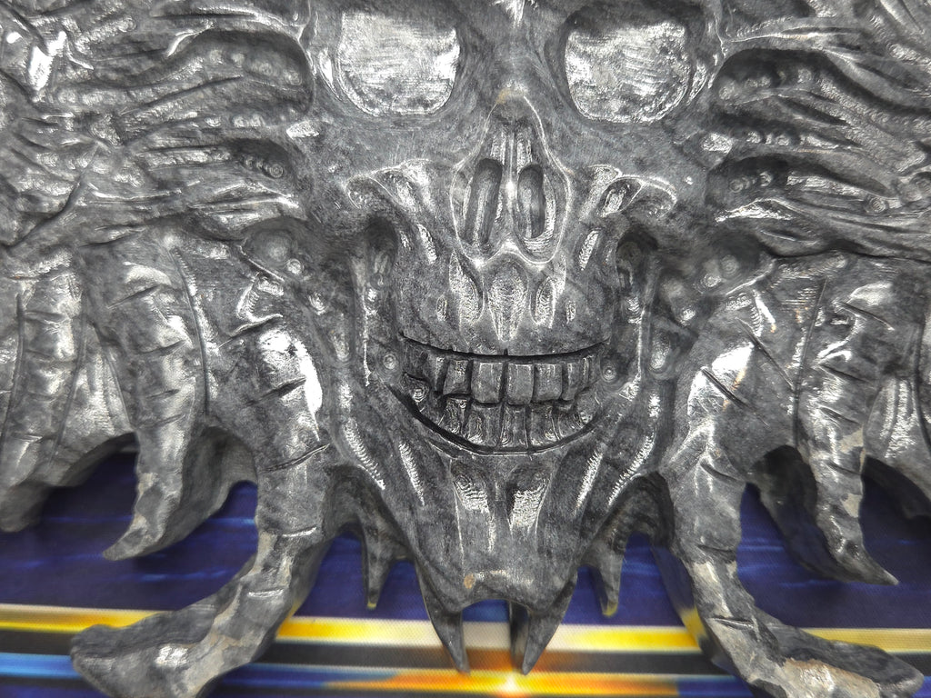 Demon skull and dragons carving #6