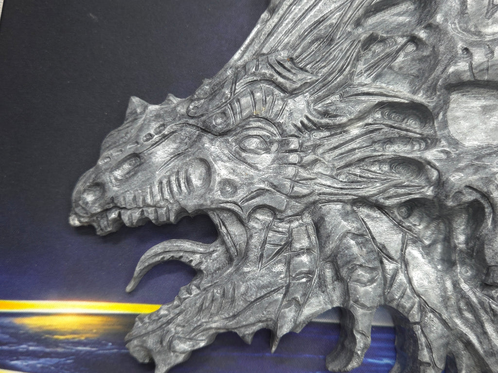 Demon skull and dragons carving #7
