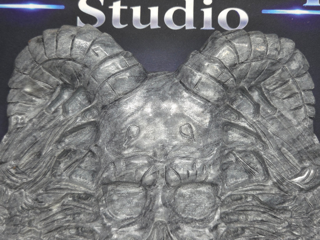 Demon skull and dragons carving #7