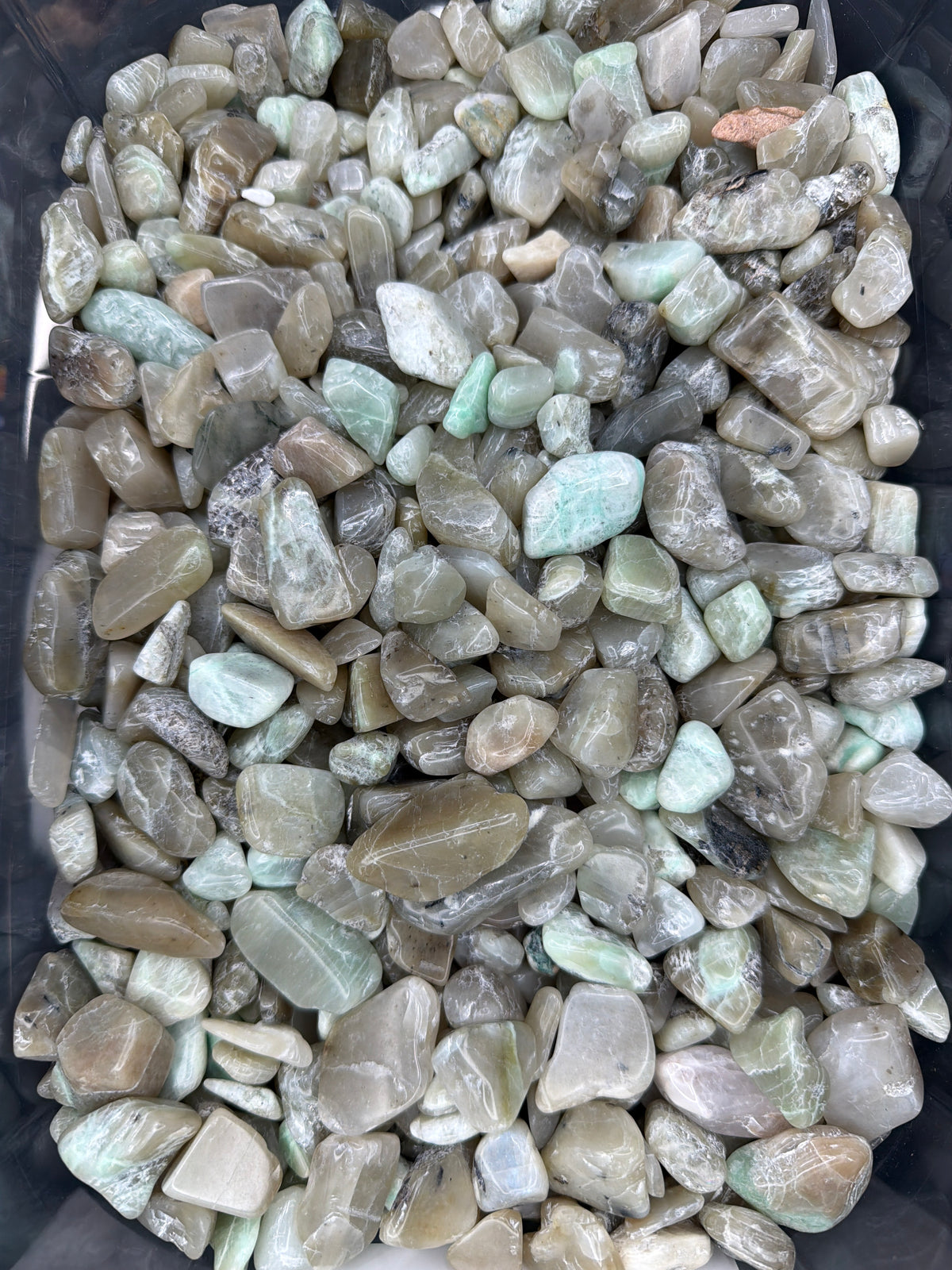 Green Moonstone chips - 1LB Bulk Bag
